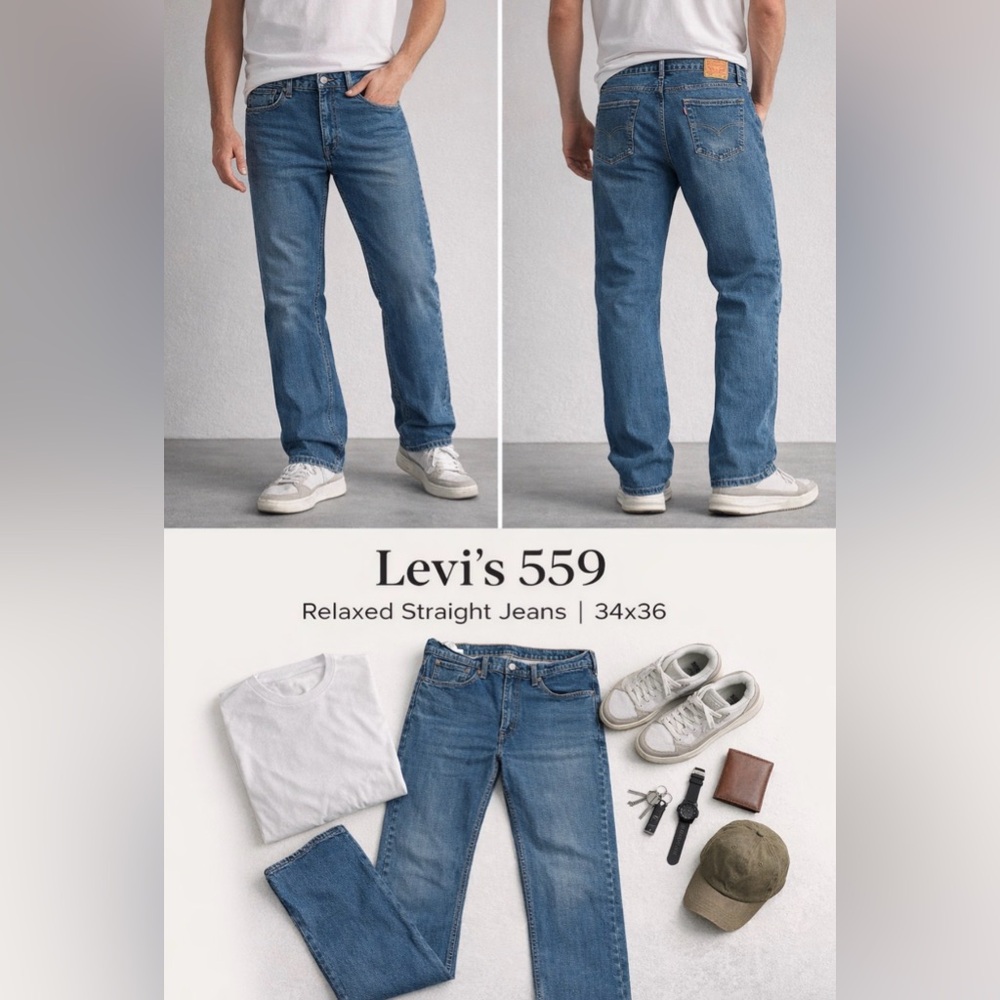 Levi’s 559 Jeans 34x36 Relaxed Straight Medium Wash Denim